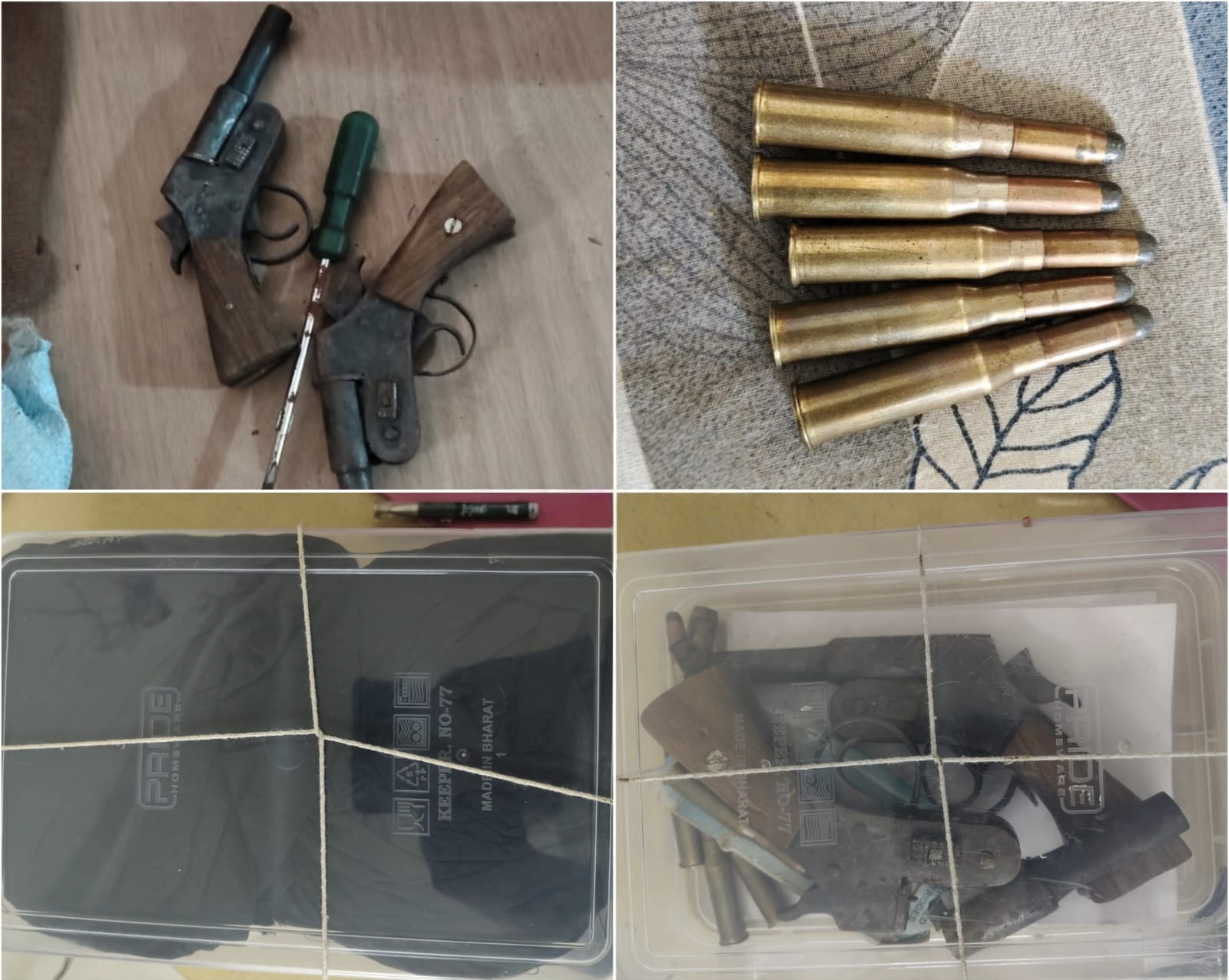 पलामू के पांडु थाना अंतर्गत गांव रतनाग से पुलिस को दो देशी कट्टा और .315 बोर के 05 जिन्दा कारतूस बरामद